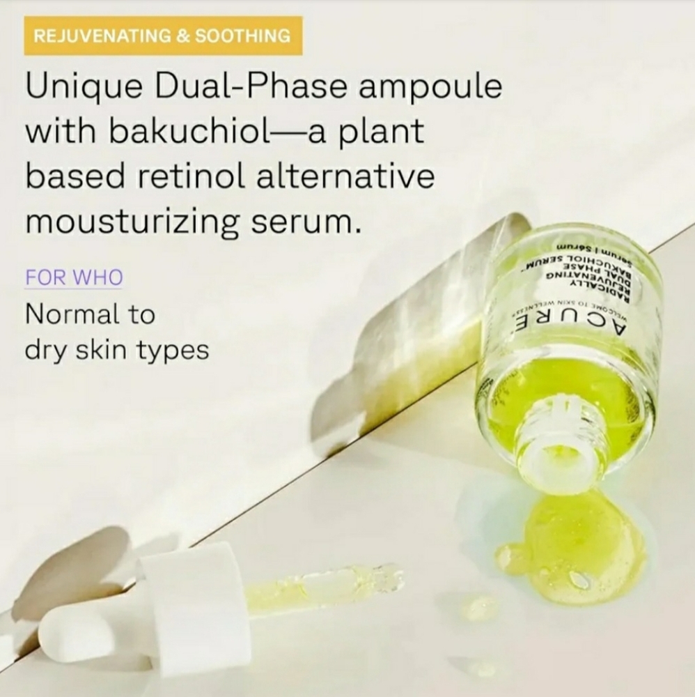 ACURE Facial Serum Rejuvenating Dual Phase Bakuchiol Serum NWT NIB - Picture 10 of 12
